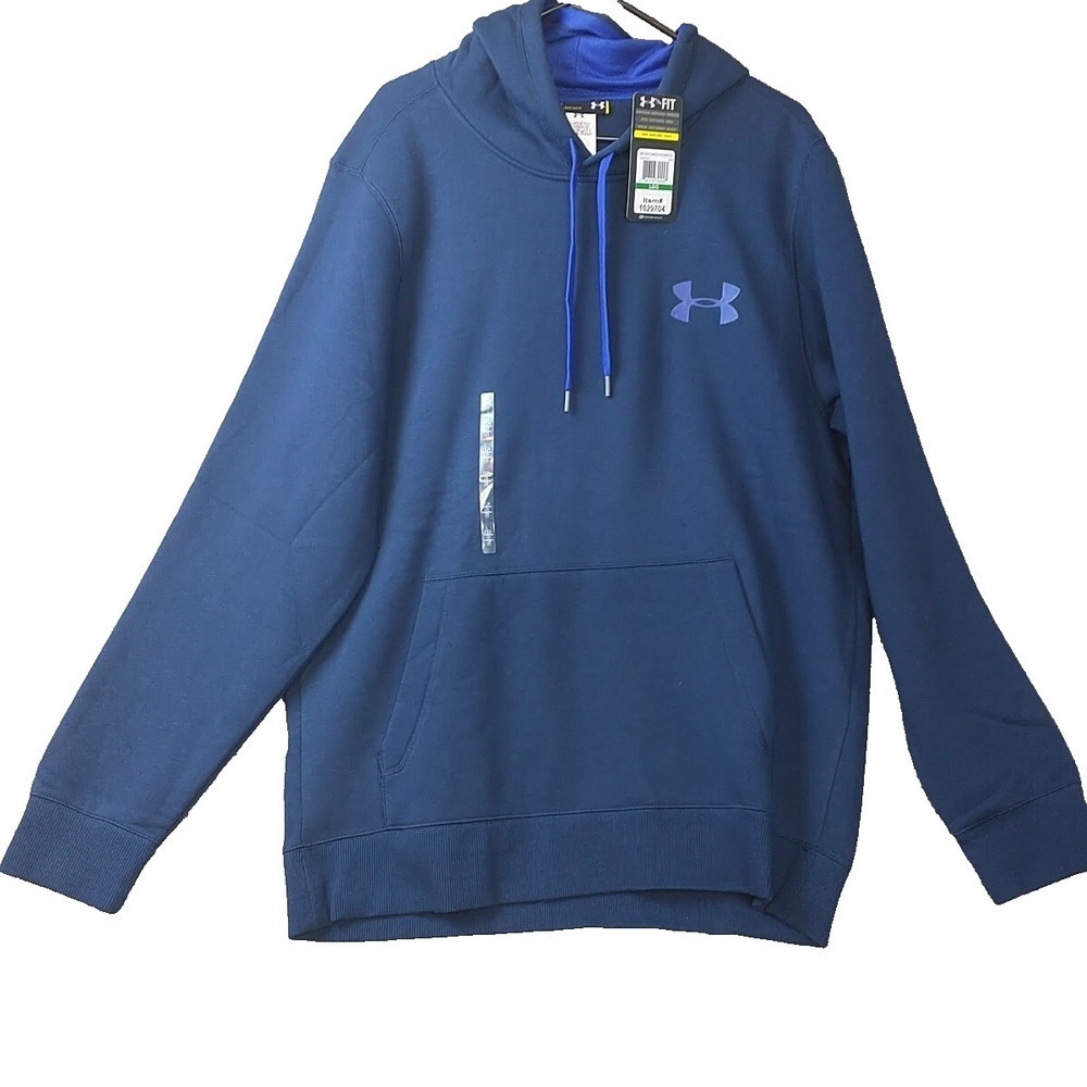 Under Armour Mens LG Rival Fleece Hoodie Navy Blue Loose Fit 1248345-409 NWT
